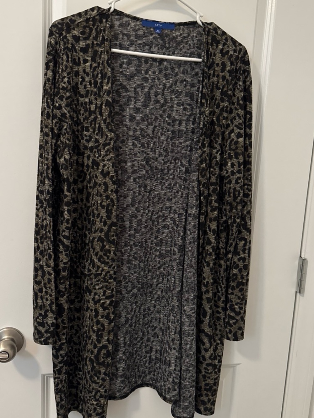 Apt. 9 Open-Front Leopard Print Cardigan - Black & Olive